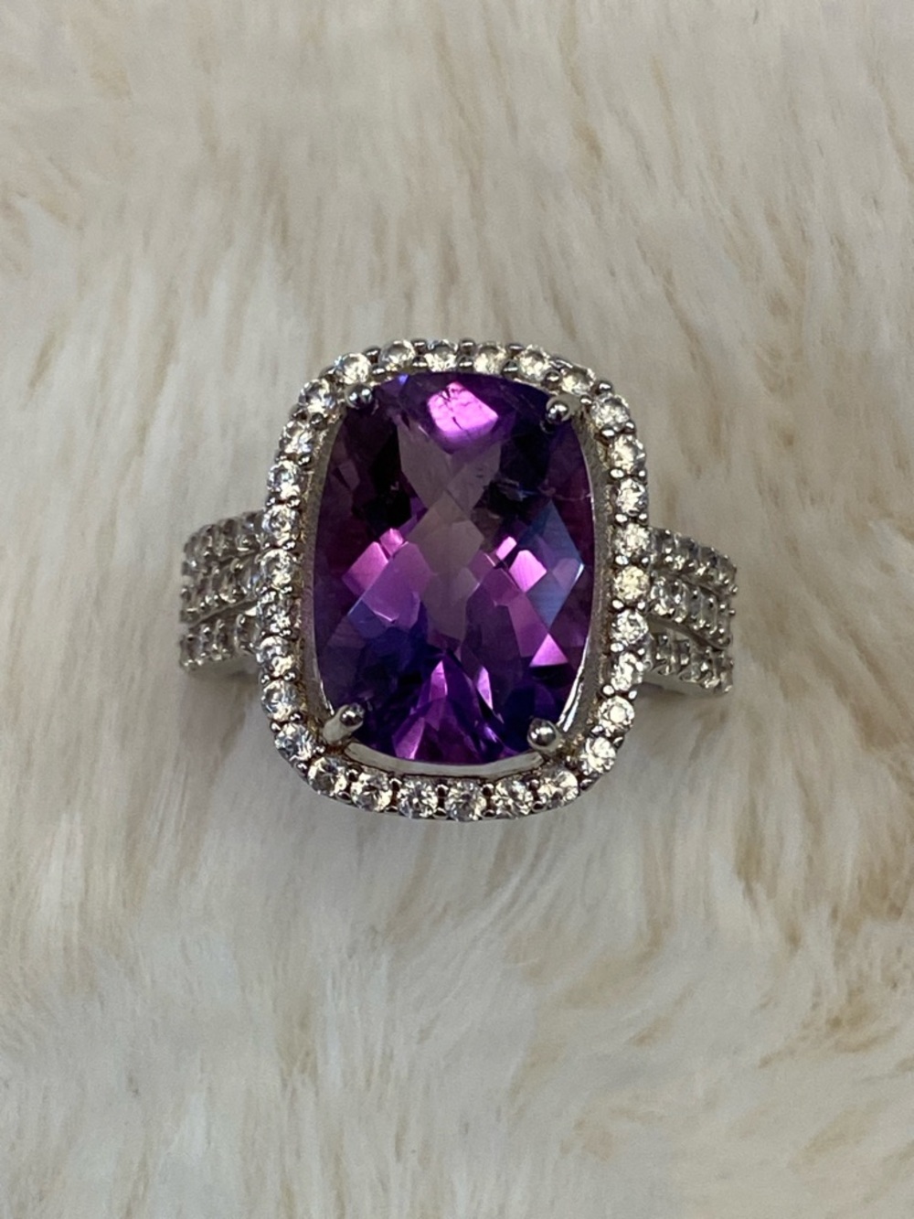 Amethyst Cushion Ring